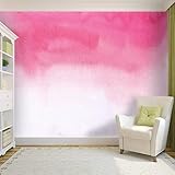 Self Adhesive PVC Wallpaper Watercolor pink white ombre texture Rose color gradient backdrop Wall Decals for Girl Bedroom Kids Room Decor Peel and Stick Wallpaper Rainbow Wall Stickers Mural Vinyl