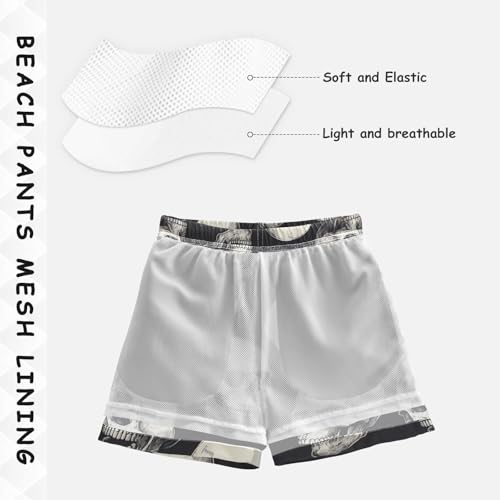 Pigsaly Boys' Swim Board Shorts Funny Human Skulls Black Skulls Boy's Swim Trunks Kids Swimwear 2T4