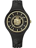 versus versace uhr gold silber o Das schwarze Zifferblatt mit goldfarbigen Zeiger / Indexe hat ein Versus by Versace Logo zentral
