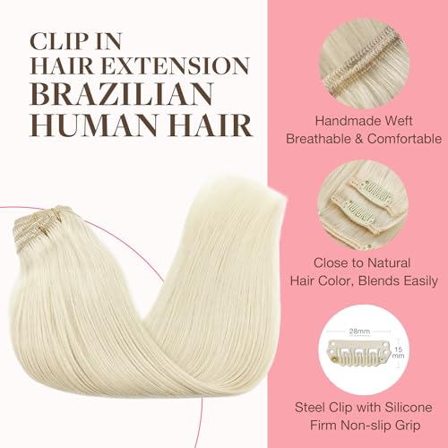 Image of GOO GOO Clip in Hair Extensions Real Human Hair Blonde Remy Extensions