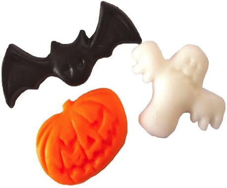 24 Assorted Halloween Sugarettes - Cake / Cupcake Topper - (Bats, Pumpkins, Ghosts)