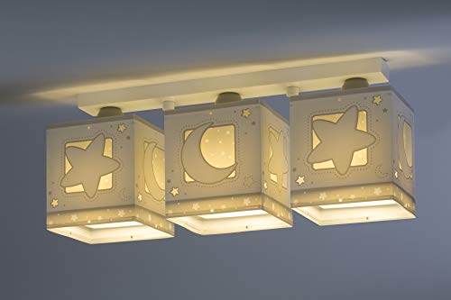Lámpara Plafón Techo Infantil 3 Luces Luna Estrellas Gris 63233NE E27 para dormitorio 2