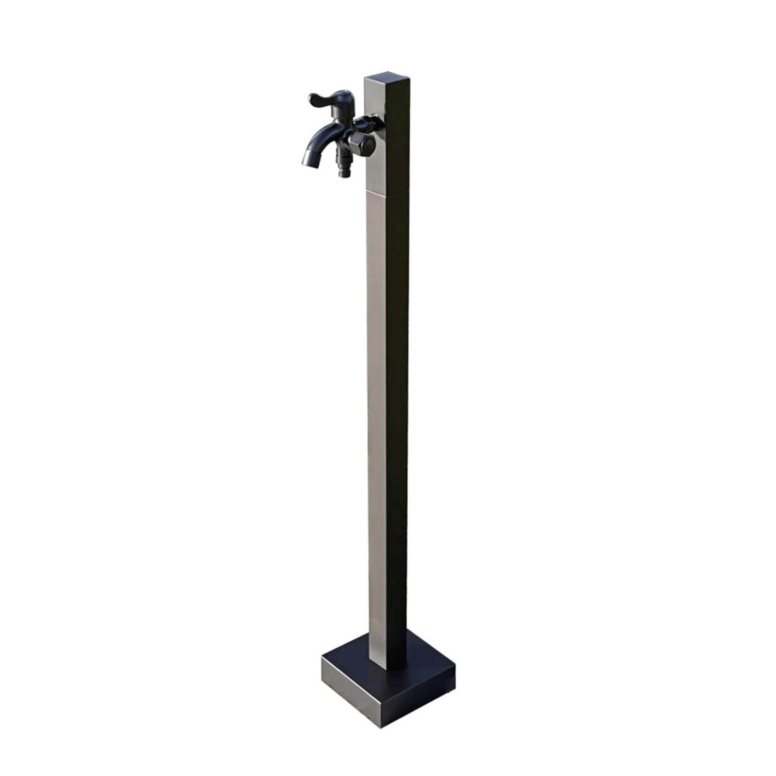 Pzeob Nero Outdoor Garden Water Column, Anti-Freeze Courtyard Yard Hydrant Modern Square Freestanding Faucet Post, 304 Stainless Steel Water Tap(Nero)