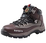 Scarpe Uomo da Antinfortunistiche Lavoro Acciaio Sportive Scarpa Sneaker Ginnastica Trekking Estive caffè+Caviglia-Alta 35 EU
