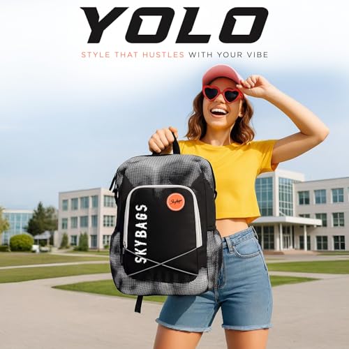 Image of Skybags Yolo 01 Casual Backpack 35L With Laptop Compartment for Men & Women With Padded Back & Shoulder Strap (Pixel Black)