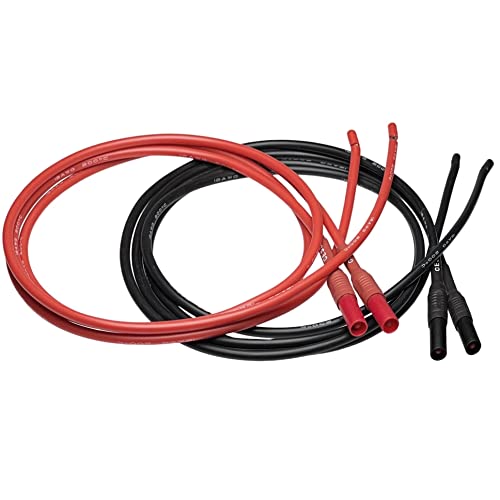Image of Insulated Safety Banana Plug to Bare Wire Test Lead, Soft Silicone Cable, Tinned Copper, 3 Feet, 2 Pairs