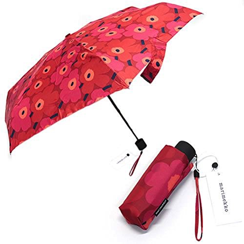 マリメッコ MINI-UNIKKO MINI MANUAL UMBRELLA ミニウニッコ柄 ミニマニュアル コンパクト 折りたたみ傘 アンブレラ 038653 301 red/dark red [ 並行輸入品 ]