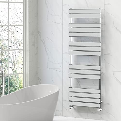 NRG Bathroom Flat Panel Heated Towel Rail Radiator Modern Central Heating Warmer Wall Mounted Ladder Rad 650×400mm Black