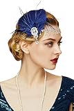 BABEYOND 1920s Stirnband Damen Gatsby Kostüm Accessoires 20er Jahre Flapper Feder Haarband (navyblau)