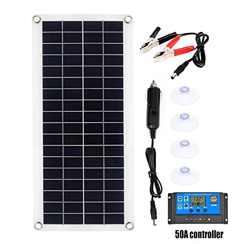 Kit de panel solar, kit completo de panel solar, 300 W, 12 V, USB con controlador de 10-60 A, células solares for coche, yate, RV, barco, cargador de batería de teléfono móvil (con controlador de 60 A