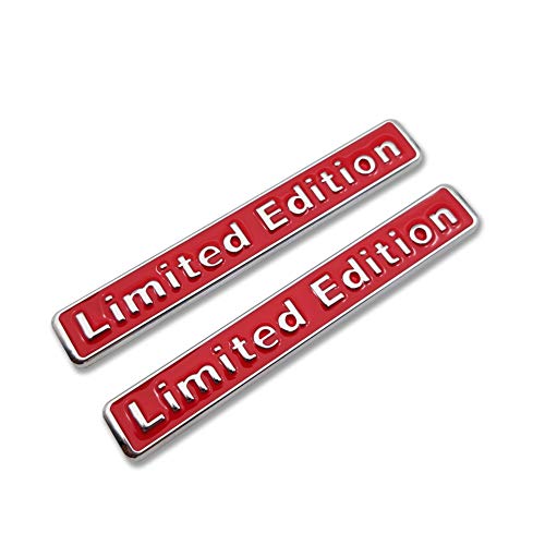 2X Metal 3D Limited Edition Logo Emblem Premium Auto Badge Car Side Fender Sticker Rear Trunk Decal (Silver&Red)