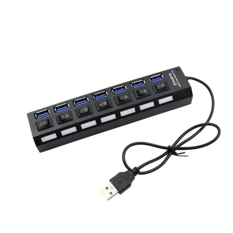USB Splitter Multi-Port USB 2.0 Hub | 7-Port Data Hub with Individual On/Off Switches and LED Indicators | USB A Expansion Adapter for PC Laptop Keyboard, Mouse Flash Drive Mobile and More-image-47