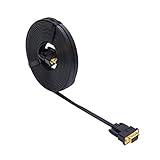 DTECH 25ft Ultra Thin Flat Type Computer Monitor VGA Cable Standard 15 Pin Male to Male Connector SVGA Wire 25 Feet - Black