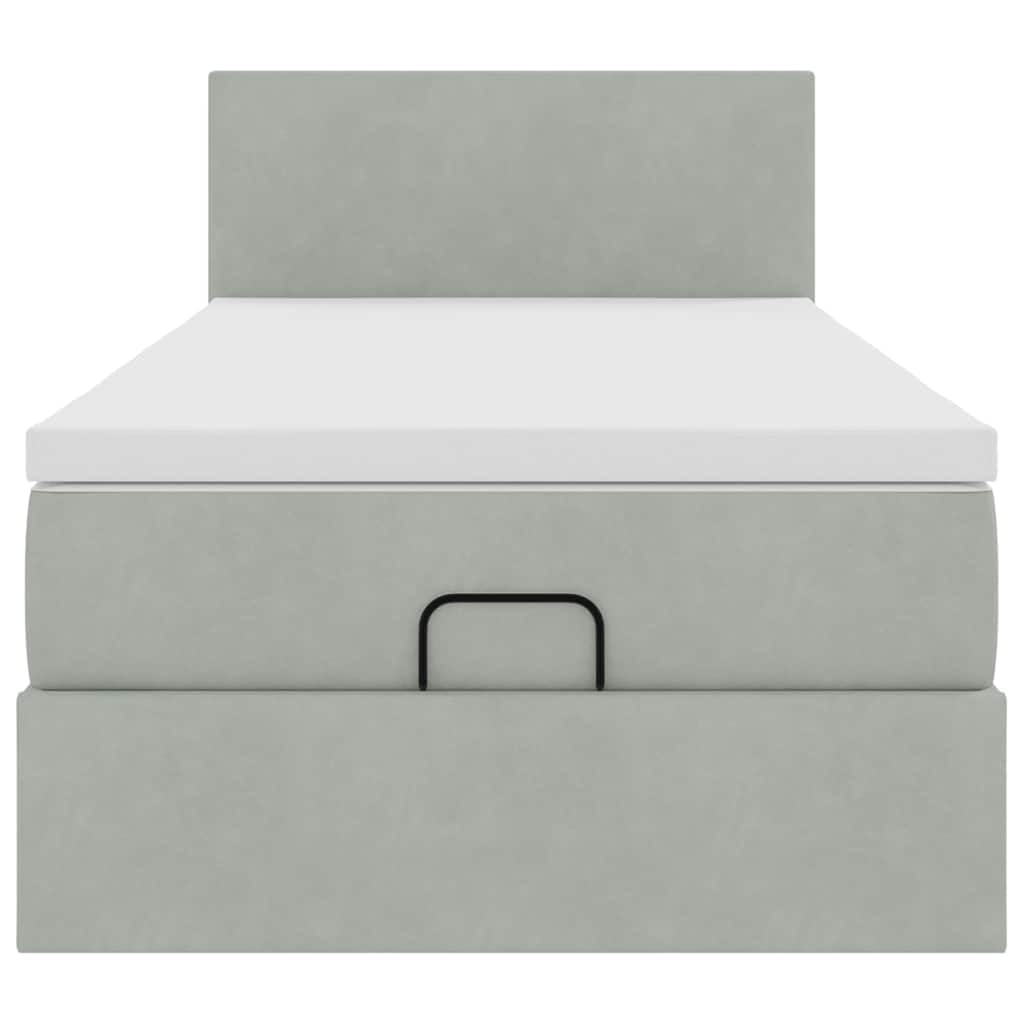 Cama otomana de 80 x 200 cm de terciopelo con colchón LED y espacio de almacenamiento, altura ajustable para jóvenes e invitados dormitorio