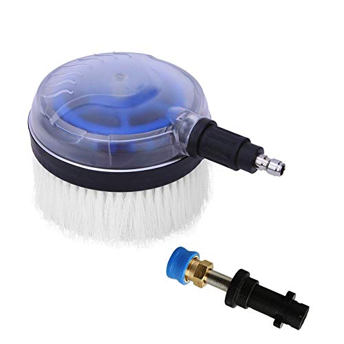 MOKKAF High Pressure Washer Rotating Wash Brush with 1/4 Inch QC,1/4 Inch Blue Holder Coupler Brass Female Quick Connector and 0.8 Inch Wand, Fit Karcher K Series