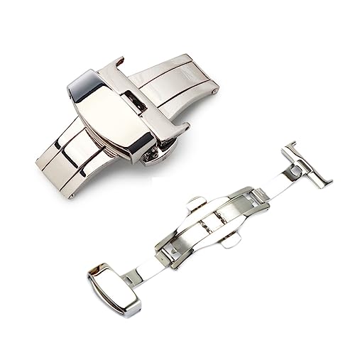 Stainless Steel Non Automatic Double Button Buckle for Leather Straps Elegant Silver Finish Compatible