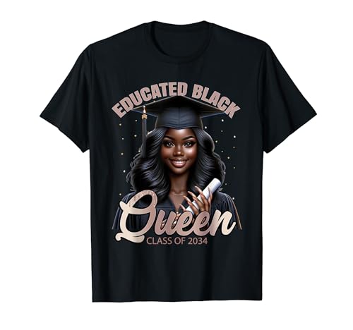Black Girl Graduation Pink HBCU Senior Melanin Class of 2034 T-Shirt