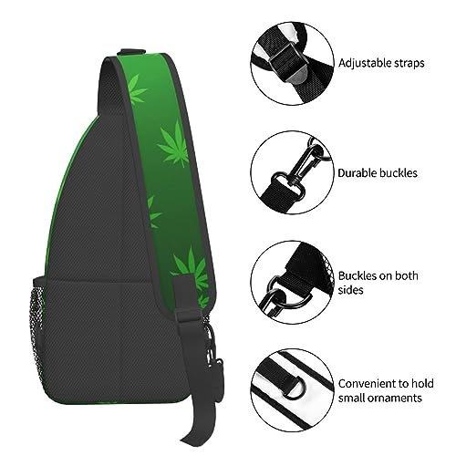 Weed Leaf Cannabis Marijuana Mens Crossbody Chest Bag Shoulder Bag Adjustable Strap Daypack2