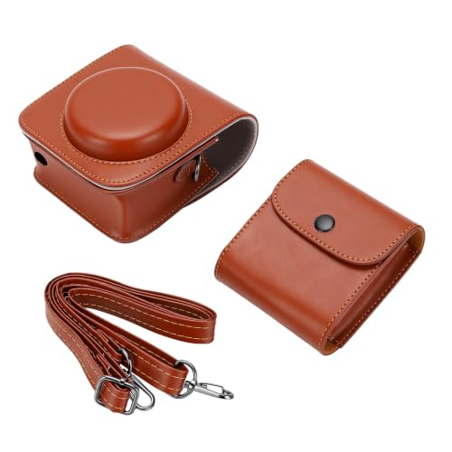 Funda para cámara Mini 90 anticaídas de piel sintética con bolsillo para fotos