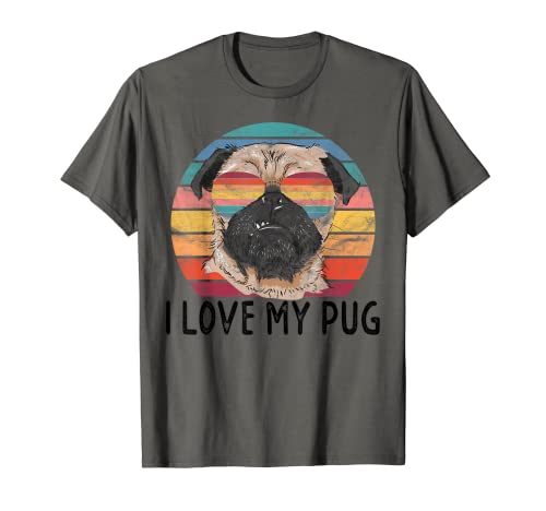I Love My Pug Dog Love Pugs Regali Maglietta