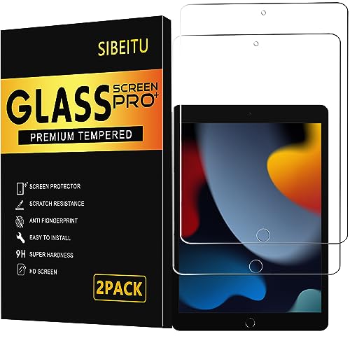 SIBEITU 2 Pack Screen Protector for iPad 9th Generation 2021, iPad 10.2 Inch HD Clear 9H Hardness Tempered Glass Film Compatible with iPad 8th 7th Generation 2020/2019, Scratch Resistent by SIBEITU - Used condition - US$5.35
