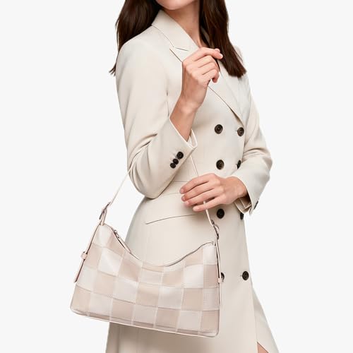 hibear Checkered Shoulder Bag for Women,Classic Black and White Purse Trendy Crossbody Purse Leather Totes Hobo Handbag with Strap — view 2