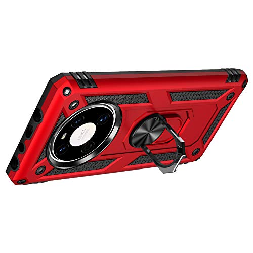 Fetrim Case for Huawei Mate 40, Shockproof Protective Phone Case with Rotation Ring Kickstand for Huawei Mate 40 Red - Image 3