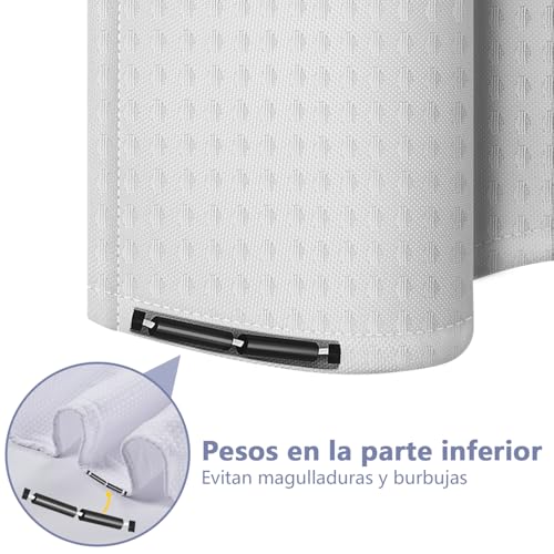 Miniatura 4 de Fiisayl Gofre Cortina De Ducha Para Bañera Cortinas Baño Tela Impermeable Poliéster Con 12 Ganchos Lavable A Máquina 183 X 183 Cm Blanco