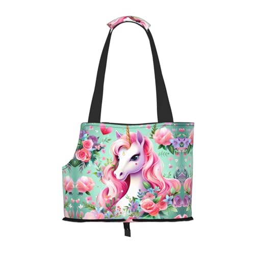 Pink Unicorn Portable Dog Purse Carrier - Stylish Dog Tote Bag for Small Dogs - Durable and Convenient Pet Carrier Purse