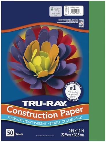 Tru-Ray® Construction Paper, 50% Recycled, 9" x 12", Holiday Green, Pack of 50 image 3