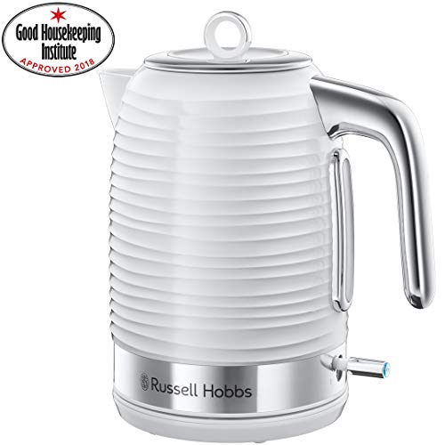 Russell Hobbs 24360 Inspire Electric Kettle, 3000 W Fast Boil, 1.7 Litre, White with Chrome Accents