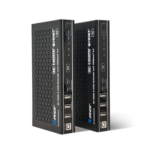 Image of OREI 8K HDBaseT 3.0 HDMI KVM Extender, Loop Out, USB 2.0 RS-232 PoC HDR10+ | 4K 120Hz HDMI Extender, 4K 120Hz HDMI Over Ethernet, eARC /ARC, 40Gbps FRL, Dolby Vision, VRR, ALLM