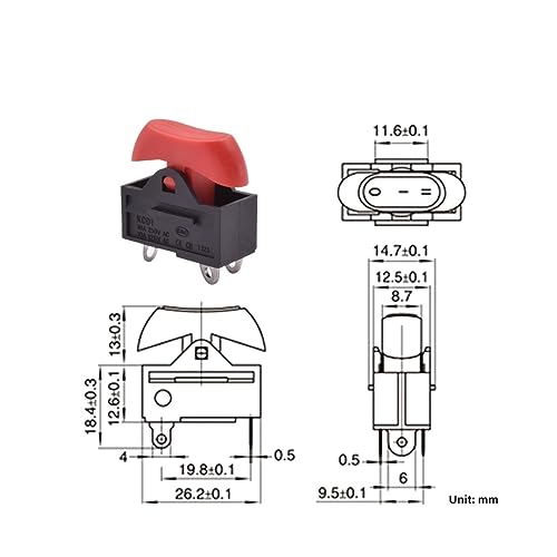 Interrupteur à bascule 3 broches 10A 250VAC accessoire sèche-cheveux