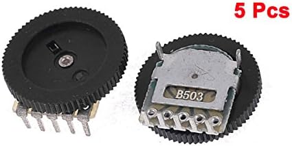 Sourcingmap 5 Pcs B503 50K Plastic Metal Double Linear 5 Pins Dial Potentiometer - Image 4