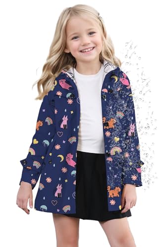 Image of SANGTREE Girl's Waterproof Trench Coat Hooded Lightweight Windbreaker Rain Jackets