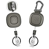 MNGARISTA 2 Packungen Hochbelastbar Einziehbarer Metall-Schlüsselanhänger, Gürtelclip & Karabiner, 226 g Rückzug, 80 cm Stahlkabel, Zinklegierung ID-Ausweisrolle Schlüsselanhänger-Retraktor