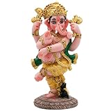 Indian God Ganesha Idol Statue - 5”H Hindu Dancing Ganesh Murti India Ganapati Pooja Item Home Office Temple Mandir Shrine Altar Diwali Puja Spiritual Decor Ideal Gifts for Indian Friend Relative