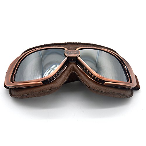 Evomosa Motorcycle Goggles Vintage Pilot Style Cruiser Scooter Goggle Outdoor Sand Goggles Bike Racer Cruiser Touring Eyewear For Half Helmet #TOP4