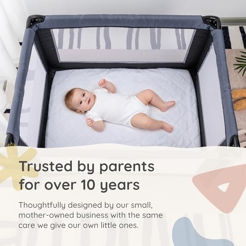 Image of Margaux & May Pack N Play Mattress Protector, 2-Pack, Oeko-TEX Certified | 100% Waterproof, Fitted, 39 inch x 27 inch, Playard Mattress Cover, Mini Crib Mattress Protector, Soft Noiseless Protection