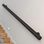 Drsyffsup Modern Staircase Banister Hand Rails - 3m/3.5m/4m/4.5m - Matte Black, Wall Mount Metal Stainless Steel Stairs Handrail for Indoor Outdoor Steps - Complete Kit (Size : 13.1ft/400cm)