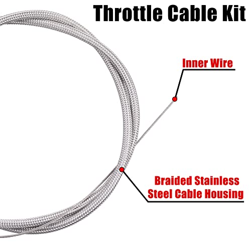 Oraevy 36" Ls Swap Braided Throttle Cable Kit Compatible With 97-07 Chevrolet/Chevy Ls1 Engine 4.8L 5.3L 5.7L 6.0L #TOP2