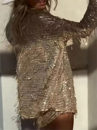 Qikaka Women's 2 PCS Sequins Tassel T-shirts Tops Bodycon Shorts Sexy Nightclub Party Tracksuit Outfits Set3