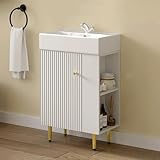 MMTGO 22' Bathroom Vanity, Combo Cabinet, Bathroom Storage Cabinet, Single Ceramic Sink, Left Side Storage, for Small Space