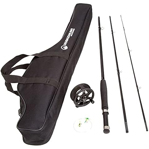 Fly Fishing Rod and Reel Combo - Including Carrying Case, Flies, and Fishing Line - Charter Series Gear and Accessories by Wakeman (Black) Cover