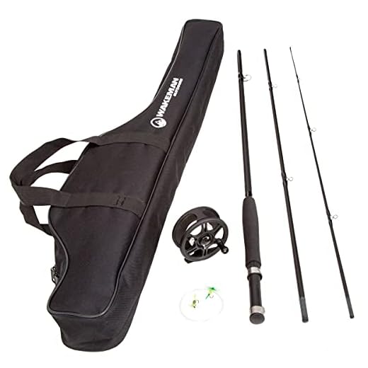 Fly Fishing Rod and Reel Combo – Fishing Line, Flies, Carrying Case Included – Charter Series Gear and Accessories by Wakeman Outdoors (Black) , 35"