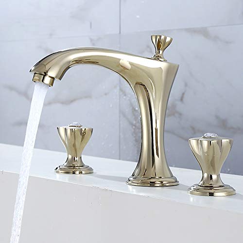Mitigeur lavabo divisé 3 trous double robinet eau chaude froide - 2