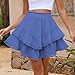 Skorts for Women Dressy Casual Flowy Shorts Boho Ruffle Tiered Skirts High Waist Mini Tennis Golf Skirt Denim Blue Medium