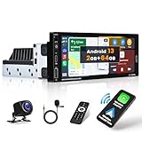 Hikity 6,86'' 2G 64G Android13 Radio Coche GPS 1 DIN Inalámbrico Caplay con Pantalla Táctil Radio Coche Android 1 DIN con Tipo-C GPS WiFi Bluetooth Manos Libres SWC USB Mic Cámara de Visión Trasera.