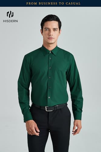 Image of HISDERN Mens Dress Shirts Long Sleeve Button Down Casual Shirts for Men Inner Contrast Formal Business Tuxedo Wedding Shirt