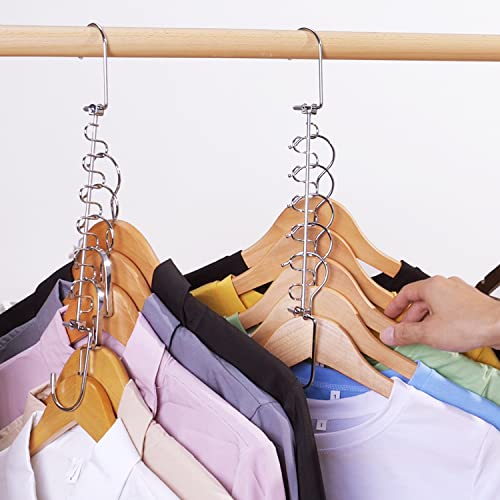 Amkufo 20 Pack Space Saving Hangers Magic Hangers Metal Clothes Hangers Organizer Cascading Hangers Gain 80% More Space Saver Closet Organization Storage Essentials #TOP6